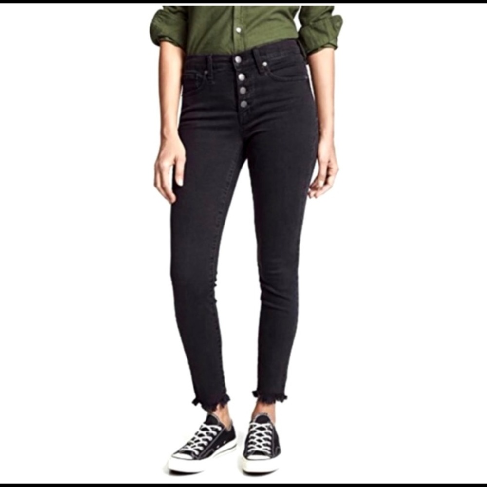 Madewell Black 10" High-Rise Raw Hem Skinny Jeans